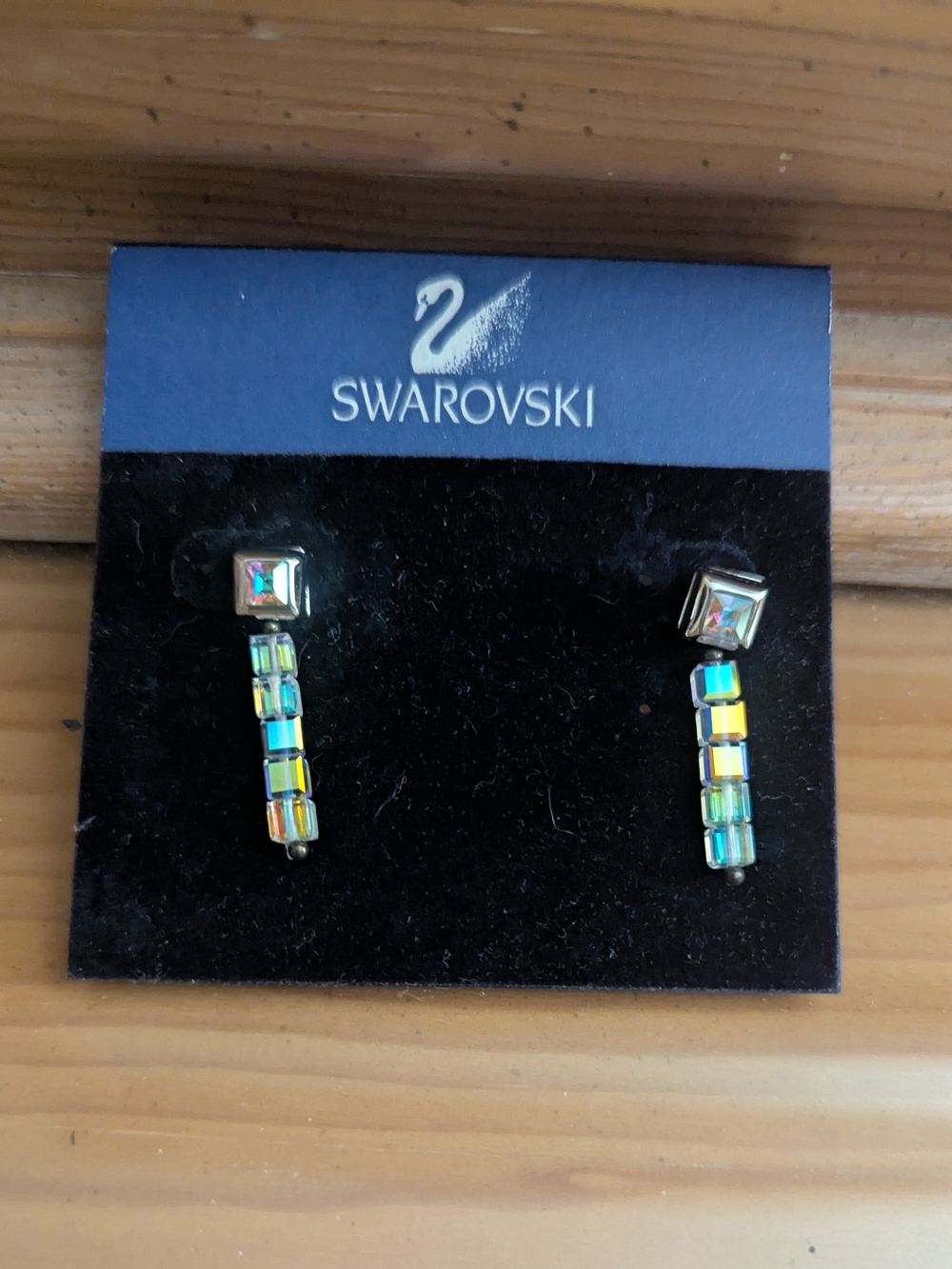 Swarovski Iridescent Aurora Bar Drop Earrings
